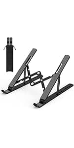 Laptop Stand for Desk, Adjustable Laptop Riser, Metal Foldable Computer Stand Holder Portable Notebook Mount, Ventilated Cooling Notebook Stand Compatible with 10-15.6” Laptops
