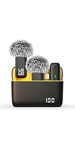 Wireless Microphone for iPhone Android with Charging Case - USB C Lavalier Phone Microphone for Video Recording Noise Cancelling Clip On Mini Mics Intuitive Battery Display