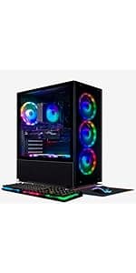 STGAubron Gaming Desktop PC, Intel Core i7 up to 3.9GHz, GeForce GTX 1660 Super 6G, 32G RAM, 1T SSD, 600M WiFi, BT 5.0, RGB Fan x6, RGB BT Sound Bar, Windows 10 Home