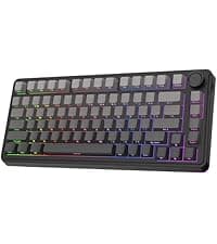 EPOMAKER Ajazz AK820 Pro 75% Wireless Mechanical Keyboard with TFT Smart Display&Knob, Gasket-Mounted Gaming Keyboard, Bluetooth/2.4GHz/USB-C Wired (Purple, Gift Switch)