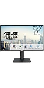 ASUS 24” 1080P Eye Care Monitor (VA249QG) - IPS, Full HD, 99% sRGB, Frameless, 120Hz, Adaptive-Sync, 1ms, Speakers, HDMI, DisplayPort, VGA, Low Blue Light, Flicker Free, Wall Mountable, 3 yr Warranty