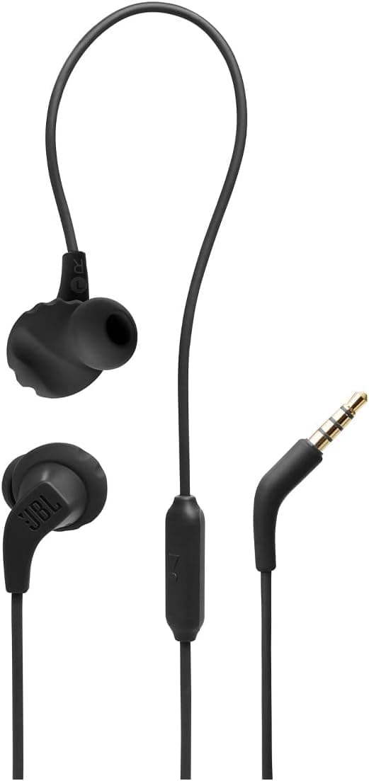 JBL Endurance Run 2 Wired - Waterproof Wired Sports in-Ear Headphones, Pure Bass Sound, Hands-Free Calls, Never Hurt. Never Fall Out. (Black)