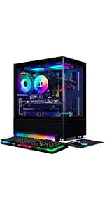 STGAubron Gaming Desktop PC, Intel Core I7 8th Gen up to 4.1G, GeForce GTX 1660 Super 6G, 16G DDR4, 512G SSD, WiFi 6 & BT 5.2, RGB Fan x4, Windows 11 Home
