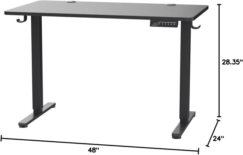 ErGear Height Adjustable Electric Standing Desk, 48 x 24 Inches Sit Stand up Desk, Memory Computer Home Office Desk with Two-Piece Desktop (Black)
