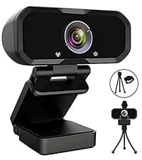 Webcam 1080p HD Computer Switch 2 Camera - Microphone Laptop USB PC Webcam with Tripod Stand, 110 Degree Live Streaming Widescreen Recording Pro Video Web Camera for Calling, Conferencing