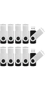 8GB Flash Drive 10 Pack Bulk USB Flash Drives, USB2.0 Thumb Drive USB Stick for Data Storage Backup, Jump Drive Pen Drive Zip Drive Memory Stick with Indicator, USB Storage Flash Drive Swivel Design