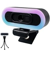 Webcam 1080p HD Computer Switch 2 Camera - Microphone Laptop USB PC Webcam with Tripod Stand, 110 Degree Live Streaming Widescreen Recording Pro Video Web Camera for Calling, Conferencing