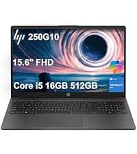 HP 255 G10 Business Laptop (15.6" FHD IPS Anti-glare, AMD Ryzen 5 7530U (> Intel i7-1165G7) 16GB RAM, 512GB SSD) for Home, Student, Webcam, Numeric Keypad, HDMI, Wi-Fi, Bluetooth, Win 11 Pro w/Copilot