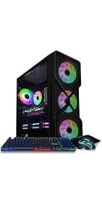 STGAubron Gaming PC Computer Desktop, Intel Core i7 up to 3.9G, GeForce RTX 2060 Super 8G, 32G Ram, 1TB SSD, WiFi, BT 5.0, RGB Fan x6, RGB BT Sound Bar & Headset Mic, Windows 10 Home