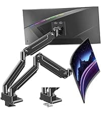 MOUNT PRO Vertical Dual Monitor Stand, Stacked Monitor Mount for 2 Monitors Up to 32 inches, Computer Monitor Arm with Swivel, Tilt, Height Adjustable, Each Monitor Desk Mount Holds up to 17.6 lbs