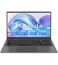 15.6" Laptop Computer, 16GB RAM, 1TB NVMe, 4C4T N95 1.7-3.4GHz, FHD Display, Backlit Keyboard, Fingerprint Reader, Big 8000mAh Battery, Win11 Pro, Upgradable to 10TB Storage, Silver, T152A