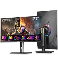 27 Inch QHD 2560 x 1440 Gaming Monitor, 180Hz (Up to 200Hz),1ms GTG, Fast IPS, DCI-P3 93%, High Brightness 450cd/㎡, G-Sync, Height Adjustable Vertical Stand, Speakers, DP/HDMI, 144Hz 2K Monitor