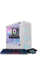 STGAubron Gaming PC Desktop, Radeon RX 580 16G GDDR5, Intel Core i7 up to 3.9G, 16G RAM, 512G SSD, 600M WiFi, BT 5.0, RGB Fan x3, RGB BT Sound Bar, Windows 10 Home