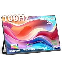 HotYeah Portable Monitor 4K, 15.6'' 3840x2160 UHD USB-C HDMI Laptop Monitor, 100% Adobe RGB HDR FreeSync External Computer Display, Travel 2nd Screen with Speakers & Smart Cover & VESA