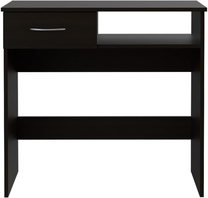Home Office Set for Enhanced Productivity, Compact Design with Drawer, Desktop, and Five Shelves, Black