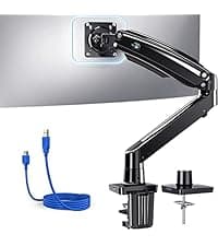 HUANUO Single Monitor Mount, 13 to 32 Inch Gas Monitor Arm, Adjustable Stand, Vesa Mount with Clamp and Grommet Base - Fits 4.4 to 19.8lbs LCD Computer Monitors