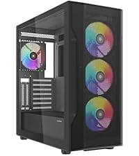 SAMA NEVIEW 4503 Mid Tower PC Case with Dual Tempered Glass Panels, 4×120mm ARGB Fans Pre-Installed, High Airflow ATX PC Case for Case PC Gaming, USB 3.0×2, Type-C Port, Supports Top 360mm AIO – Black