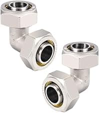 2PCS 3/4’’ Elbow Air Piping Fittings, Air Line Fittings For Shop Garage Compressed Air line System Kit Brass-Nickel Plated, 200PSI