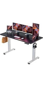 Height Adjustable Electric Standing Desk, Sit Stand up Desk, Memory Computer Home Office Desk with Two-Piece Desktop (Black, 48 * 24 Inch)