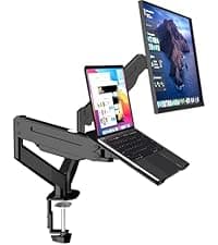 suptek Triple Monitor Mount for Most 17 to 32 inch Screens,Gas Springs Adjustment Triple Monitor Desk Mount Stand with Clamp & Grommet Kit,Black(MD8003)