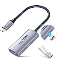 Guermok Video Capture Card, 4K USB3.0 HDMI to USB C Capture Card for Streaming, 1080P 60FPS, Compatible with iPad Mac OS Windows, Quest 3, OBS, PS5/4, Switch2/1, Xbox, Camera (Silver)