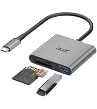 acer SD Card Reader USB C, Dual Slots USB 3.0 Type C to Micro SD Card Adapter, Memory Card Reader for MicroSD, SDHC, SDXC, Compatible with Laptop, PC, iPhone16/15, MacBook Pro/Air, iPad Pro, Android