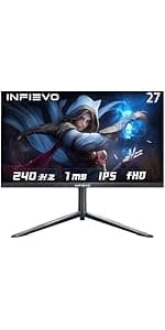 Gaming Monitor 27 Inch QHD 1440P Computer Monitor 165Hz VA 1ms Built-in Speakers, FreeSync, Ultra-Thin PC Monitor, VESA Compatible, Tilt Adjustable, Liftable Stand, Eye Care, HDMI X2 /DP