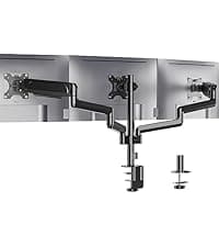 WALI Single Monitor Mount, Gas Spring Monitor Arm for 17-34 inch Screens, Adjustable Computer Monitors Stand up to 26.4lbs, with Clamp and Grommet Base, Mounting Holes 75 and 100mm (GSMP001N), Black