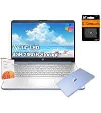 HP 14" Ultra Light Laptop for Student & Home (Intel Quad-Core N4120, 4GB RAM, 128GB(64GB + 64GB SD), 1-Year Office 365) 11-Hr Long Battery Life, Webcam, WiFi, Win 11 Home in S Mode - Snow White