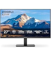 KOORUI 27 Inch 4K Monitor Computer UHD(3840 * 2160) IPS Display, 99% sRGB, 95% DCI-P3, 1.07 Billion Colors, Freesync & G-sync, Displayport & 2X HDMI, VESA 100 * 100mm, Tilt -5 to 20°, Audio Out (N07)