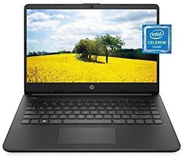 HP 14 Laptop, Intel Celeron N4020, 4 GB RAM, 64 GB Storage, 14-inch Micro-Edge HD Display, Windows 11 Home, Thin & Portable, 4K Graphics, One Year of Microsoft 365 (14-dq0020nr, Jet Black)