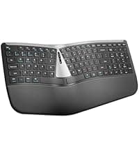 Nulea Wireless Ergonomic Keyboard, Split Keyboard with Cushioned Wrist Rest, Bluetooth and USB Connectivity, USB-C Rechargeable, Compatible with Windows Mac