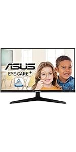 ASUS Eye Care 23.8” 1080P Gaming Monitor (VY249HF-W) – Full HD, IPS, 100Hz, IPS, SmoothMotion, 1ms, Adaptive Sync, Eye Care Plus Technology, Blue Light Filter, Flicker Free, 3 yr Warranty