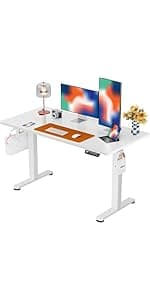 Height Adjustable Electric Standing Desk, Sit Stand up Desk, Memory Computer Home Office Desk with Two-Piece Desktop (Black, 48 * 24 Inch)