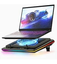 llano RGB Laptop Cooling Pad, Gaming Laptop Cooler with Powerful Turbofan, Fast Cooling Laptop 15.6-21in, Adjustable Speed, Touch Control, LCD Screen