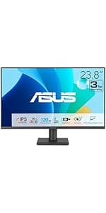 ASUS 24” 1080P Eye Care Monitor (VA249QG) - IPS, Full HD, 99% sRGB, Frameless, 120Hz, Adaptive-Sync, 1ms, Speakers, HDMI, DisplayPort, VGA, Low Blue Light, Flicker Free, Wall Mountable, 3 yr Warranty