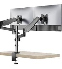 WALI Single Monitor Mount, Gas Spring Monitor Arm for 17-34 inch Screens, Adjustable Computer Monitors Stand up to 26.4lbs, with Clamp and Grommet Base, Mounting Holes 75 and 100mm (GSMP001N), Black