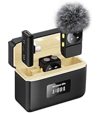 PQRQP 3 in 1 Microphone for iPhone/Android/Camera, Wireless Lavalier Microphone, 328ft Transmission, 18H Battery Life, Mini Microphone for Record Interview, Vlogs, YouTube, Tiktok