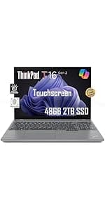 Lenovo ThinkPad T16 Business Workhorse Laptop (16" FHD+ Touchscreen, Intel 10-Core i7-1355U, 32GB DDR5 RAM, 1TB SSD) Military Grade, dTPM, Ethernet, FHD Webcam, 3-Y WRT, Win 11 Pro w/AI Copilot, Grey