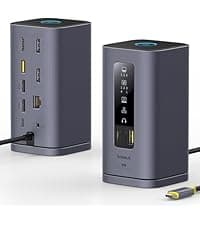 Baseus Laptop Docking Station Dual Monitor 4K@120Hz, 9 in 1 USB C Hub with 2 HDMI, 1000Mbps LAN, Max 85W PD, 3 USB, SD Card Reader, USB C Dock Compatible with iPhone 15/Mac/Dell/HP/Surface/Steam Deck