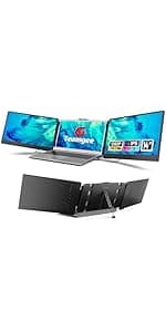 Teamgee Laptop Screen Extender, 14" FHD 1080P IPS Portable Monitor for Laptop, Built-in Stand/Speaker, Dual Screen Monitor for 13"-17" Laptops, Plug & Play Suitable for Mac, Wins, Android, Dex