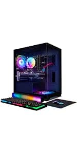 STGAubron Gaming PC Desktop, Radeon RX 580 16G GDDR5, Intel Core i7 up to 3.9G, 16G RAM, 512G SSD, 600M WiFi, BT 5.0, RGB Fan x3, RGB BT Sound Bar, Windows 10 Home