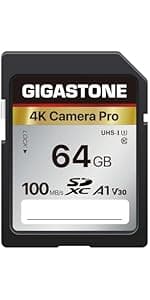 [5-Yrs Free Data Recovery] GIGASTONE 256GB Memory Card 4K Pro Series Speed Up to 100MB/s Compatible with Canon Nikon Sony Camcorder, A1 V30 UHS-I