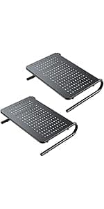 HUANUO Monitor Stand for Desk, Computer Monitor Stand Height Adjustable, Monitor Riser for 2 Monitors, Laptop Stand for Desk, 2 Pack, Black
