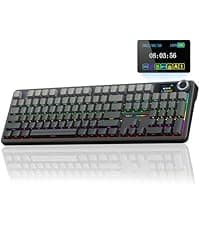 AULA F108 PRO - Wireless Mechanical Keyboard with Screen & Knob,Full Size Keyboard with 8000mAh Battery,Pre-lubed Switches,Side Printed PBT Keycaps,RGB Backlit Hot Swappable Custom Gaming Keyboards
