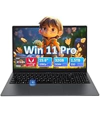 15.6" Laptop Computer, 16GB RAM, 1TB NVMe, 4C4T N95 1.7-3.4GHz, FHD Display, Backlit Keyboard, Fingerprint Reader, Big 8000mAh Battery, Win11 Pro, Upgradable to 10TB Storage, Silver, T152A