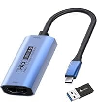 Guermok Video Capture Card, 4K USB3.0 HDMI to USB C Capture Card for Streaming, 1080P 60FPS, Compatible with iPad Mac OS Windows, Quest 3, OBS, PS5/4, Switch2/1, Xbox, Camera (Silver)