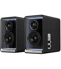 Edifier QR65 Desktop Active Monitor with 2.75" Long-Throw Aluminum Diaphragm mid-Low Drivers, Hi-Res Audio, Brilliant Light Effects, 70W Output Power Bluetooth Speakers with Stands - Black