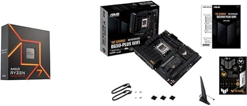 AMD Ryzen™ 7 7700X 8-Core, 16-Thread Unlocked Desktop Processor ASUS TUF Gaming B650-PLUS WiFi Socket AM5(LGA 1718)Ryzen 7000 ATX Gaming Motherboard(14Power Stages, PCIe® 5.0 M.2 Support,DDR5 Memory)