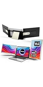 Laptop Screen Extender, 14.2" Portable Triple Monitor for Laptop with Full HD IPS Display, Laptop Extended Monitor Compatible with Mac, Windows, Chrome, Fits 13-17 Inch Laptops